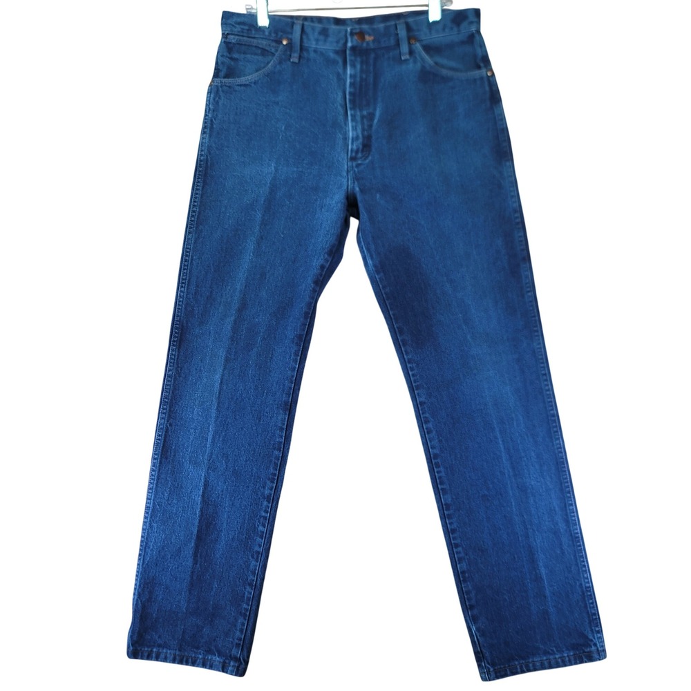 Wrangler Jeans Mens 34x33 Blue Cowboy Cut Western 13MWZ PW Straight Leg Denim